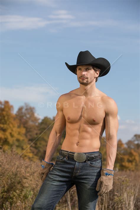 Sexy Shirtless Cowboy Outdoors Rob Lang Images