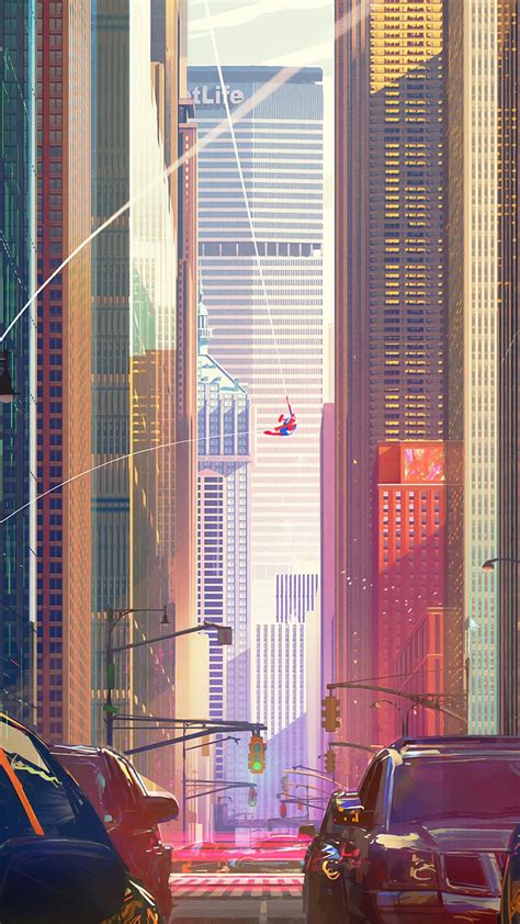 Spiderman City Buildings 4k Mobile Wallpaper Iphone Android Samsung