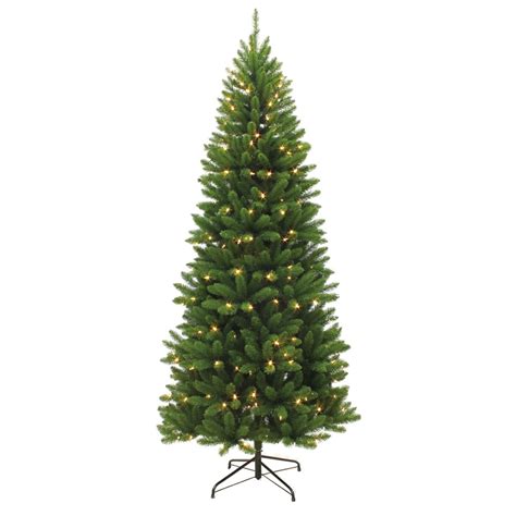 75ft Slim Evergreen Spruce Pre Lit Puleo Artificial Christmas Tree