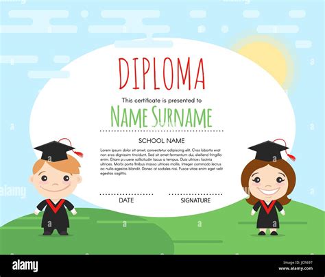 Vector Preschool Elementary Kids Diploma Certificate Background Design
