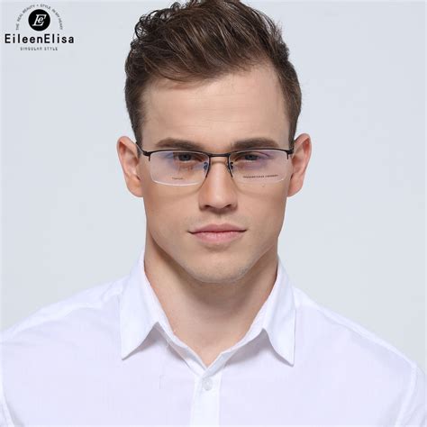 Ee Mens Eye Glasses Brand Design Titanium Gold Glasses Frames Eyeglass