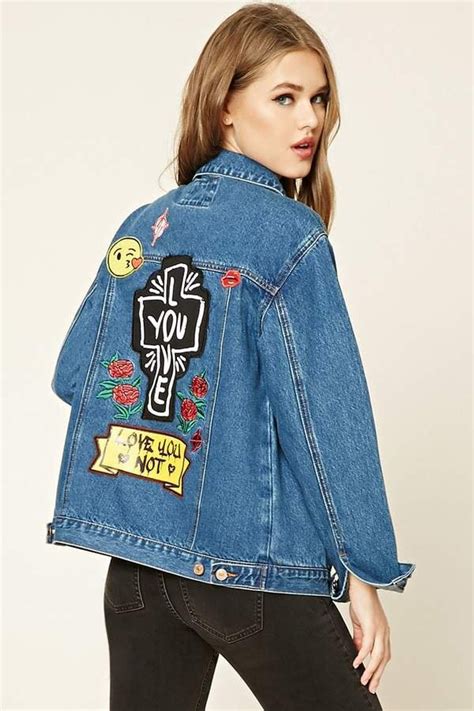 forever 21 love you patched denim jacket demi lovato babe denim jacket popsugar fashion photo 13