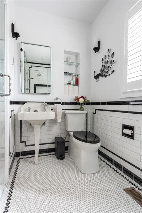 classic black and white bathroom floor tile flooring ideas