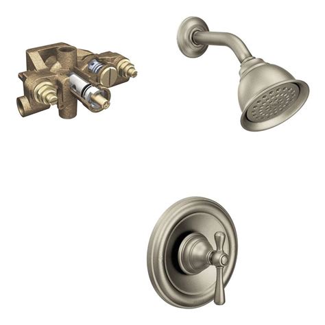 The moen brushed nickel moentrol tub/shower is designed to fashionably match your decor. MOEN Kingsley Single-Handle 1-Spray Shower Faucet Trim Kit ...