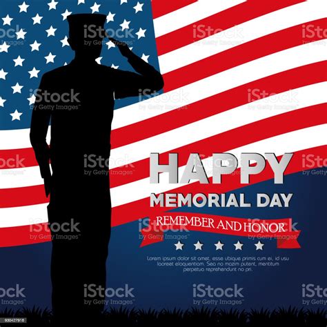 Happy Memorial Day Card With Soldier Silhuette Stock Illustration