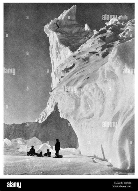 1912 Hund Team Ruht Auf Eisberg Antarktis Große Eisbarriere Terra Nova