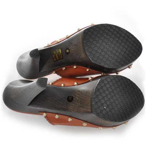 Gucci Leather Studded Craft Clogs 38 24206