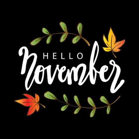 Hello November Hand Lettering Poster Postcard Greeting Card Png Image