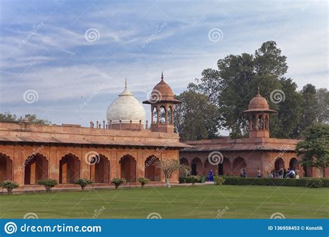 External Wall Of The Taj Mahal Complex India Stock Image Image Of