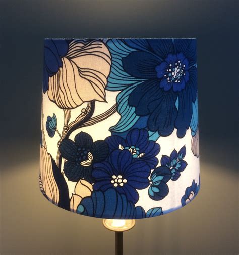 Retro 60s 70s Lampshades In Genuine Floral Blue Teal Turquoise Etsy