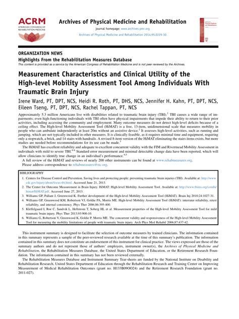 Pdf Measurement Characteristics And Clinical Utility Of The High
