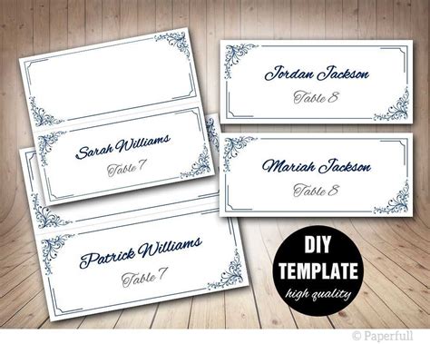 Fold Over Place Card Template Professional Template