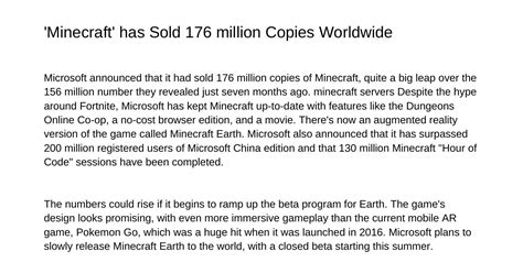Minecraft Has Sold 176 Million Copies In The Worldywdkkpdfpdf Docdroid