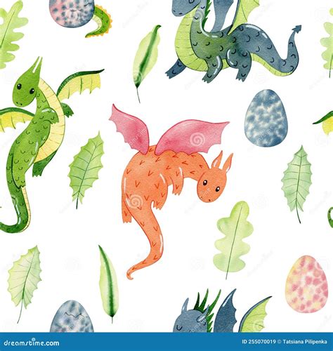 Watercolor Cute Dragons Stock Illustration Illustration Of Watercolor