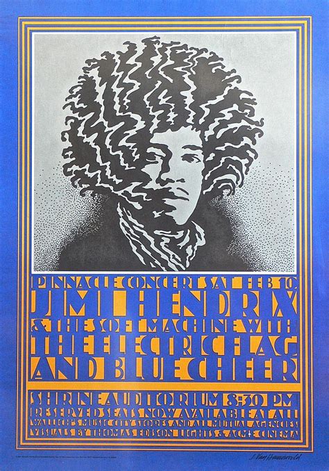 Jimi Hendrix Shrine Auditorium 1968 Concert Poster Vintage Concert Posters Concert Posters