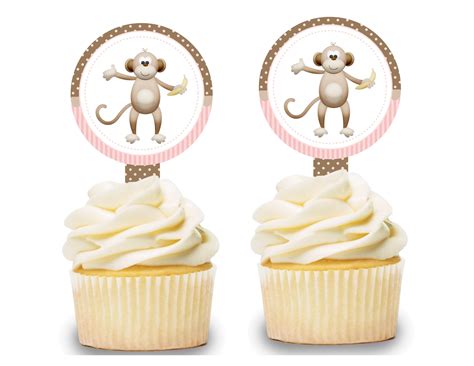 Discover more posts about pink monkey. Pink Monkey Cupcake Toppers 12 PCS, Monkey Cake Picks, Monkey Baby Shower, Monkey Birthday Party ...