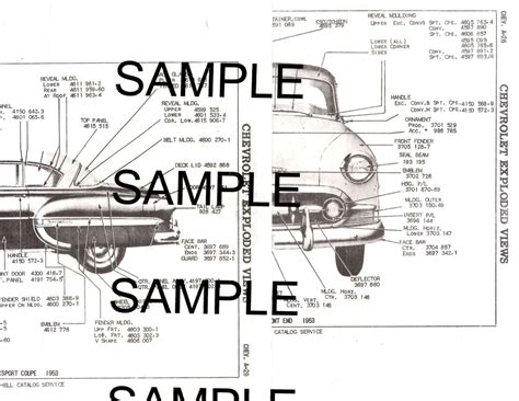 1955 Chevrolet Bel Air 210 55 Body Panel Diagrams Parts List Part