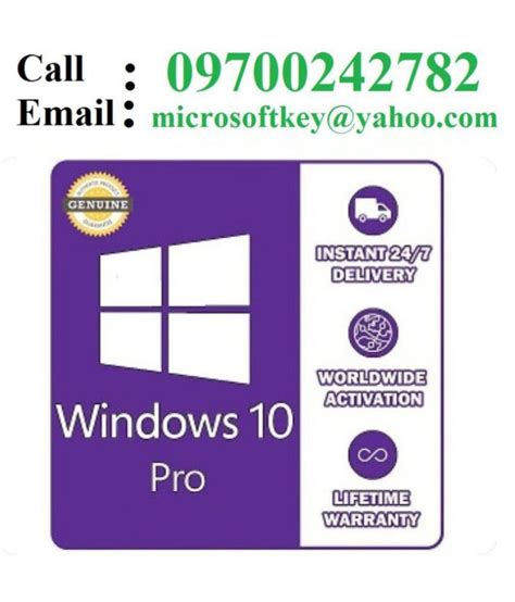 Windows 10 Pro 3264 Bit Genuine Retail License Key For Life Time