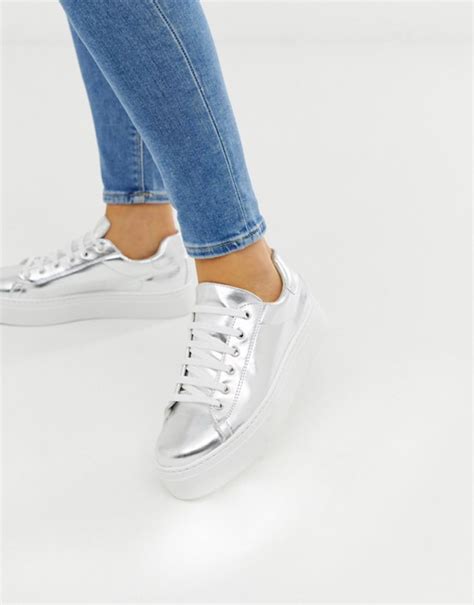 Asos Design Wide Fit Day Light Chunky Flatform Lace Up Sneakers In