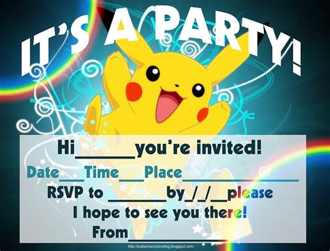 Pokemon Party Invitation