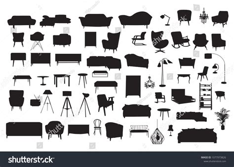 Vector Furniture Drawing Silhouette Home House Stock Vector Royalty