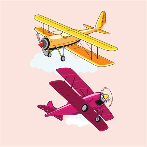 Set Of Biplane Or Aircraft Attractions 225439 Vector Art At Vecteezy