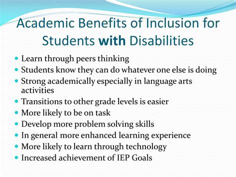 Ppt The Academic And Social Benefits Of Inclusion Powerpoint