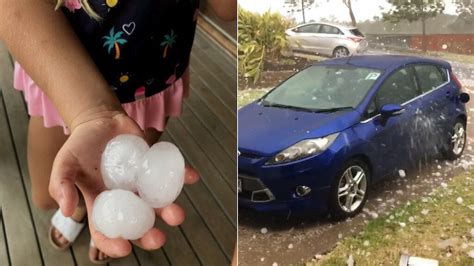 Giant Hail Stones Decimate Cars North Of Brisbane Australia