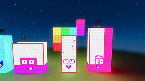 Numberblocks 18 But Glowing In Minecraft Numberblocks Youtube