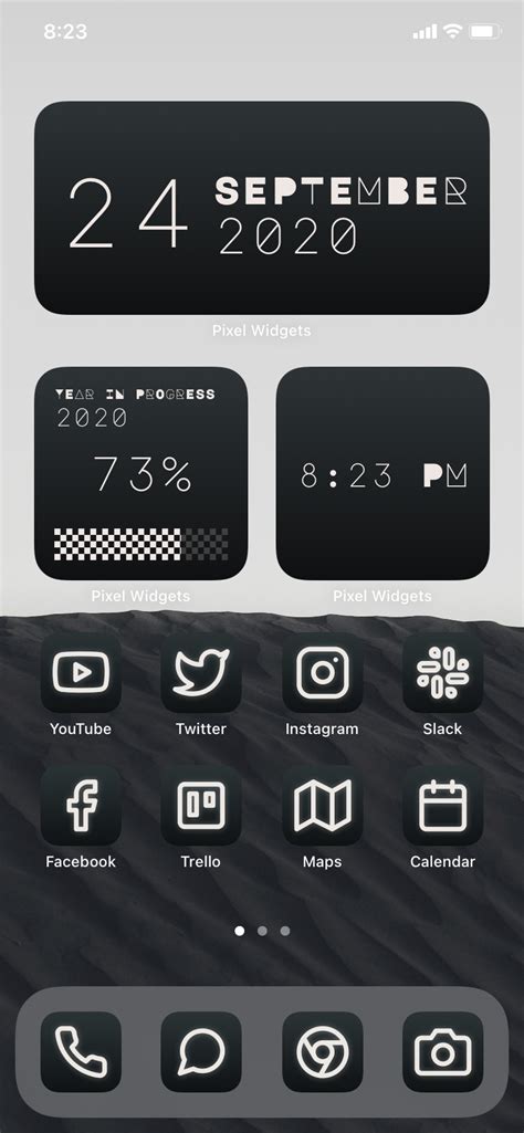 Set up shortcuts for your apps and use the black icons provided in the pack. The best iOS 14 Home Screens ideas for inspiration