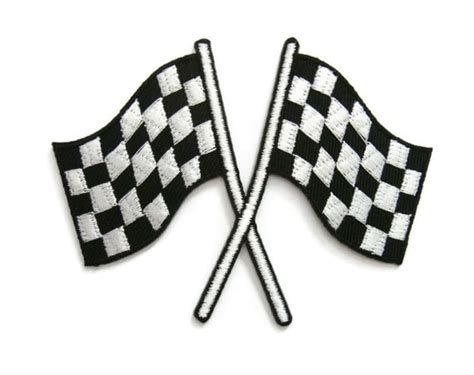 Racing Checkered Crossed Flags Embroidered Applique Iron On