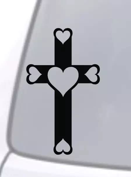 cross heart vinyl decal sticker car window wall bumper jesus god christian love 3 69 picclick