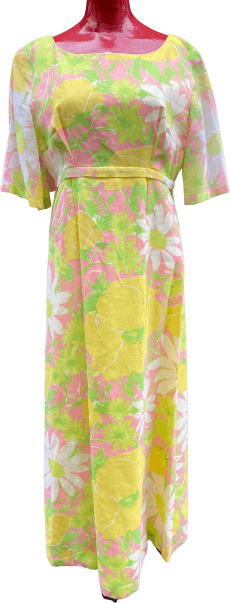 vintage 70 s pink lemonade oversized floral maxi dress shop thrilling