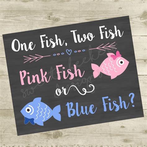 Pink Fish Blue Fish Gender Reveal Party 16x20 Sign Digital File Only