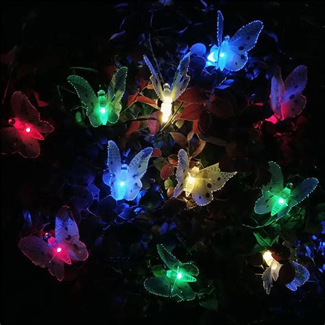 12 Led Butterfly Fairy String Light Christmas Solar Power Fiber