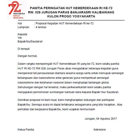 Simak Contoh Proposal Kegiatan Peringatan Kemerdekaan Hut Ri Tanggal