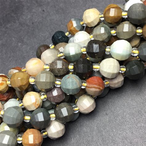 Natural Picasso Jasper Beads Faceted Round Center Drilled Etsy