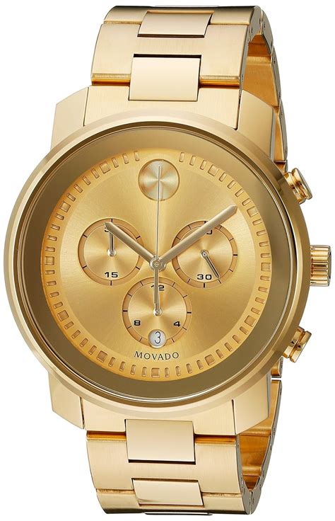 Movado Mens 3600278 Bold Chronograph Gold Tone Stainless Steel Watch
