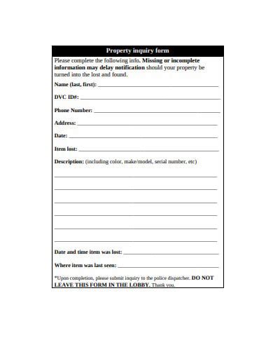 22 Property Inquiry Form Templates In Pdf Doc