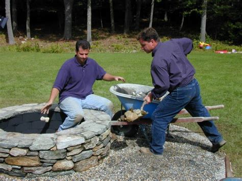 Building a fire pit with rocks. How to Set Capstones for a Fire Pit | how-tos | DIY