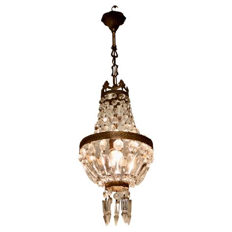 French Empire Revival Crystal And Ormolu Tent Form Chandelier C 1900