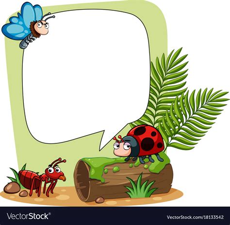 Border Template With Many Insects Royalty Free Vector Image