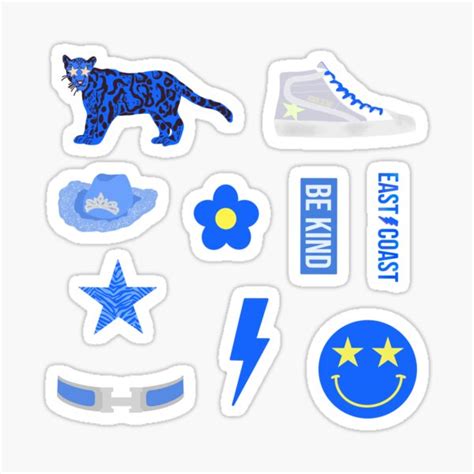 Bright Blue Preppy Sticker Pack Sticker For Sale By Morganicdesigns