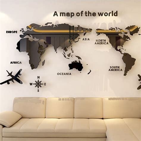 World Map Acrylic 3d Stickers With Images World Map Wall Decal Map