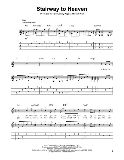 Stairway To Heaven Solo Guitar Print Sheet Music Now