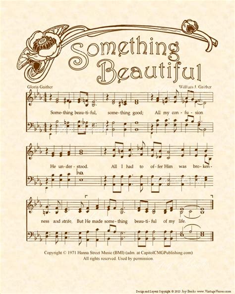 Something Beautiful Christian Heritage Hymn Sheet Music Vintage