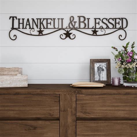 Thankful And Blessed Wall Metal Cutout Sign Natures Brown Lavish