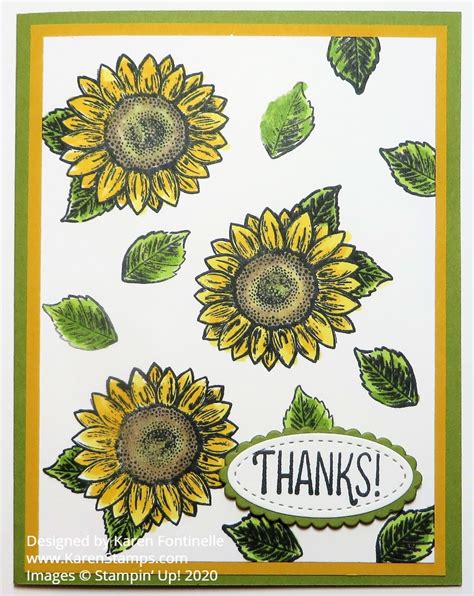 Celebrate Sunflowers Stamped Thank You Card Stamping With Karen