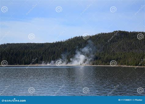 Yellowstone National Park Lake And Geysers Stock Image Image Of