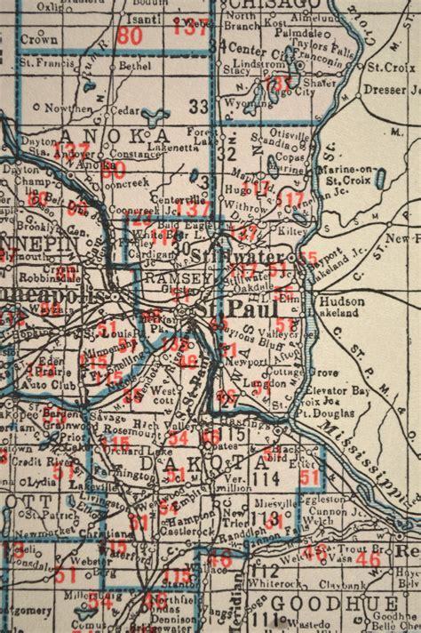 Minnesota Map Of Minnesota Wall Art Decor LARGE Railroad Map Etsy